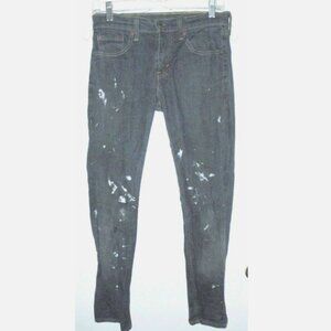 LEVIS 511 Skinny Jeans Sz 29 Men Paint Splatter Grunge Distressed Mid Rise Blue